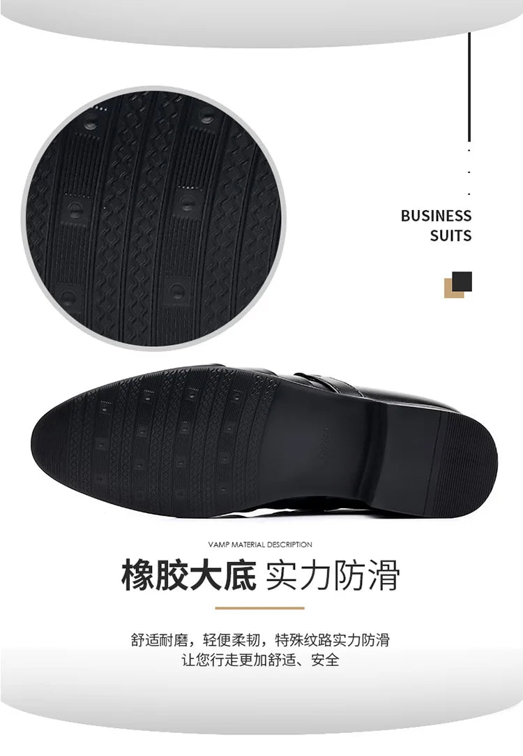 Classic Leather Shoes for Men Slip on Pointed Toe Oxfords Formal Wedding Party Office Business Casual Dress Shoes for Male2023