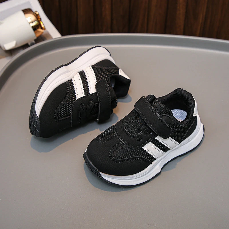 Children's Sneakers 0-8 Years Old Blue Leather Boys Girls Single Shoes Four Seasons Models Soft Non-slip Kids Walking Shoes