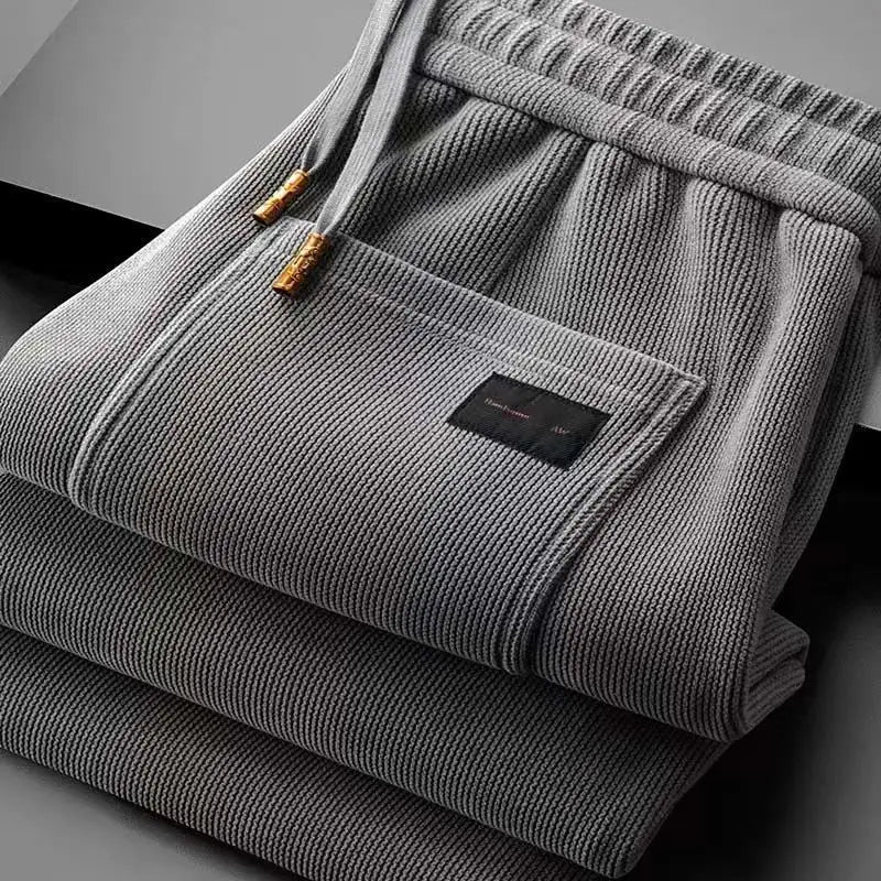 Men's Loose Straight Leg Fleece Lined Thickened Warm Casual Pants Autumn Winter Dad Pants Comfortable Polyester Fiber