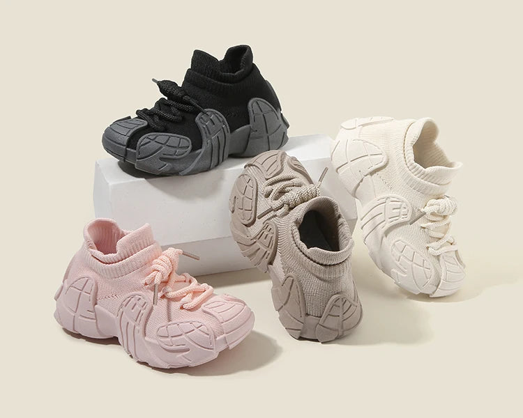 Kid Shoes Sneakers Fashion Knit Luxury Designer High Top Children Shoes Comfortable Casual Running Sports Tennis Shoes Boy Girls