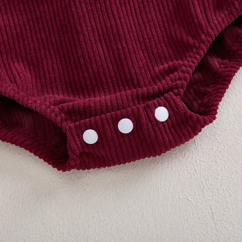 Baby Girl Christmas Overall Romper Casual Candy Cane Embroidery Corduroy Jumpsuit and Headband Set Fashion Clothes Outfits