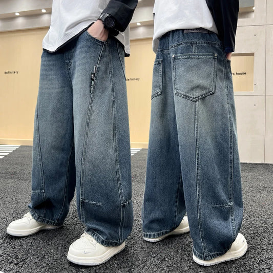 2025 Autumn New Arrivals Stitched Wide Leg Jeans Simple Leisure Long Pants Comfortable Stylish Jeans