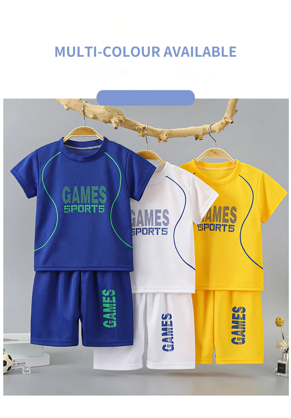 Summer Collection Boys Basketball-Inspired Quick-Dry Homewear Set Solid Color Sports Short and Sleeved Shorts Children Sets
