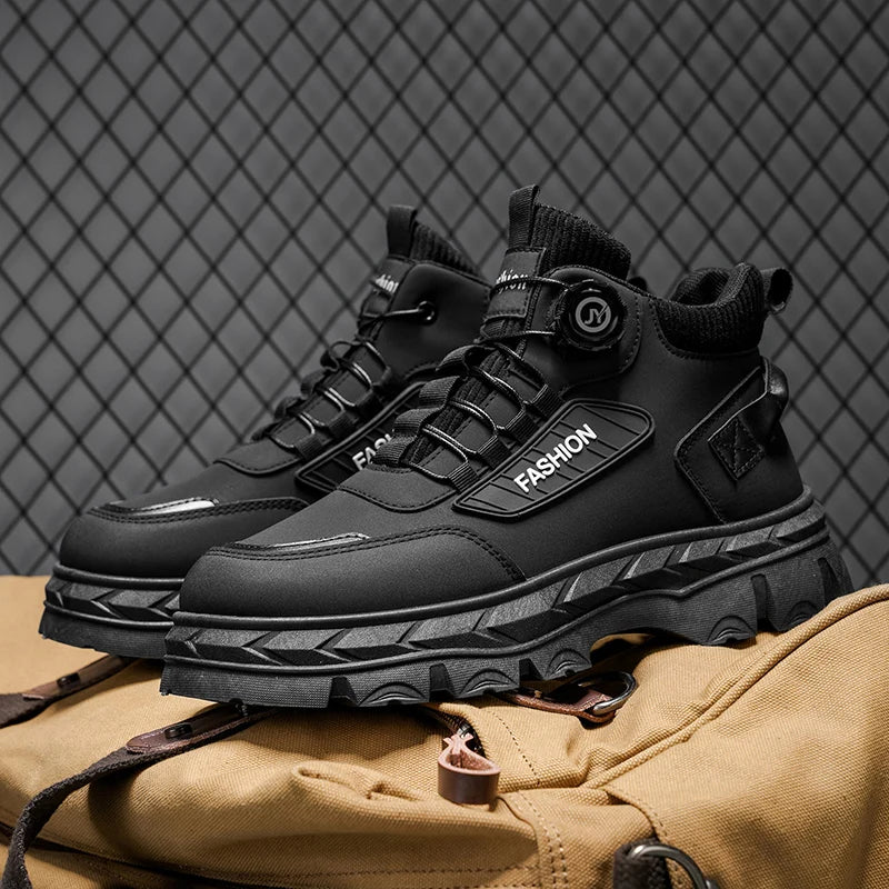 British Style Men's High Boots Fashion Outdoor Comfortable Work Boots Autumn Winter Mens Non-slip Wear-resistant Platform Boots