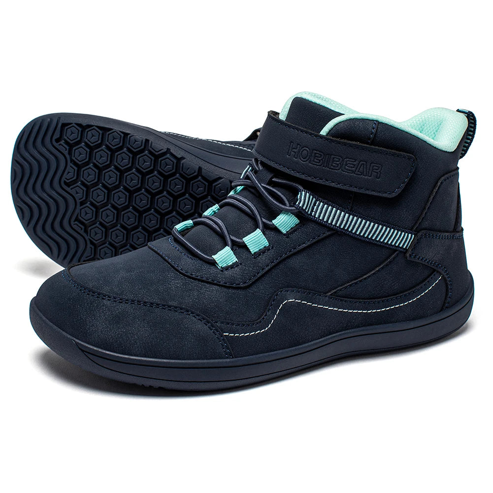 2025 Kids Mid-Barefoot Shoes Big/Kid Wide Toe Box Zero Drop Artificial Leather Hook-Loop Outdoor Boots  kids shoes