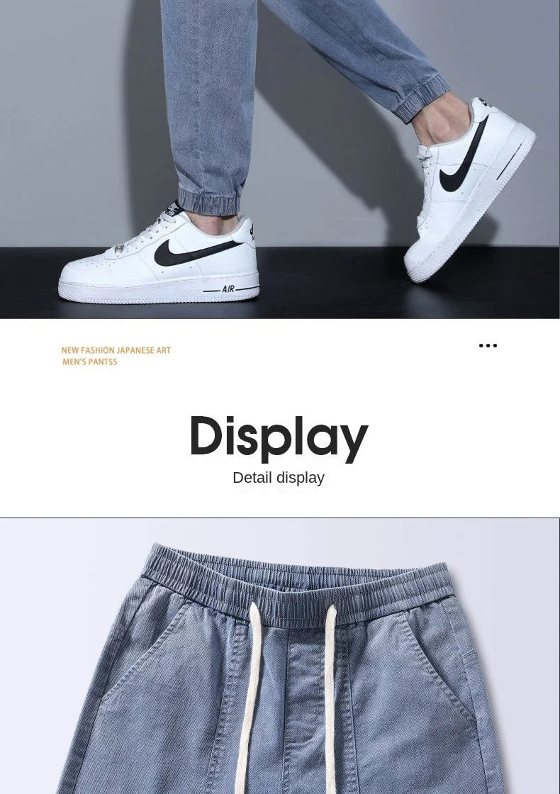 Men's Jeans Korean Fashion Loose Spring Autumn 2022 New Style Tied Leg Track Men's Casual Workwear Harem Streetwear Pants Men
