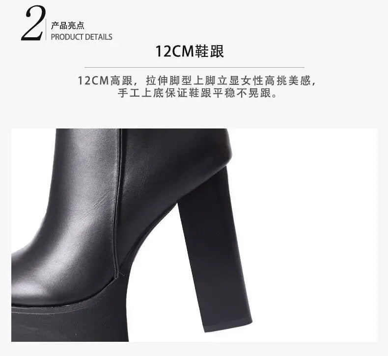 Super High Heel Boots High Heel Shoes Thick Heel Short Boots Autumn Winter 2025New Waterproof Platform Single Boot Women Boots
