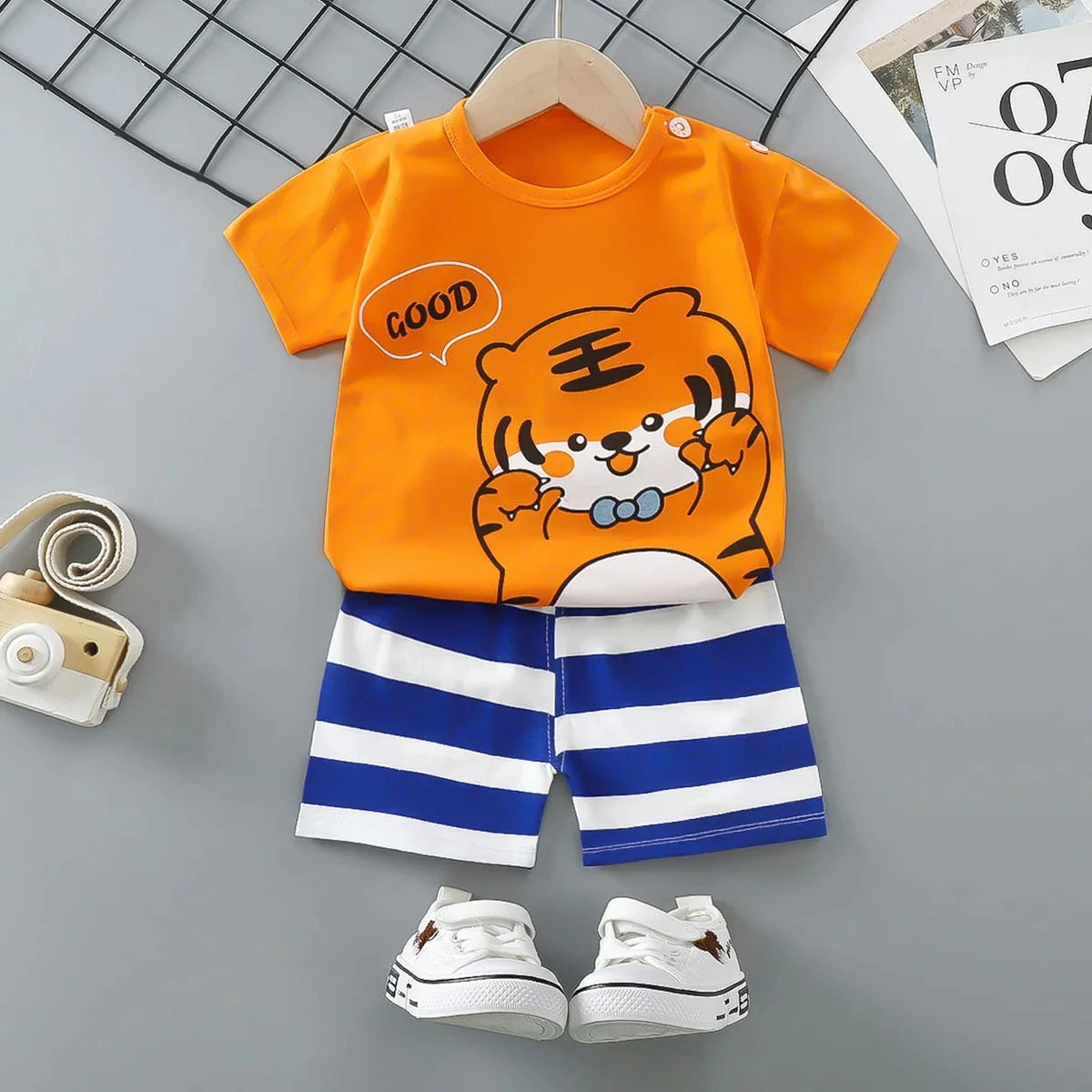 Children's Short Sleeve Set Summer Boys' Clothing Girls' T-shirt Baby Summer Clothing 2025 Children's Clothing