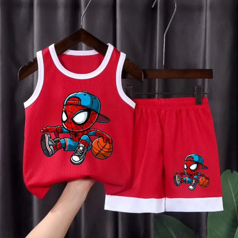 Summer Children's Sport Clothes Sets Breathable Comfortable Mesh Casual Outfits for Boys Basketball Vest and Shorts 2pcs Suit