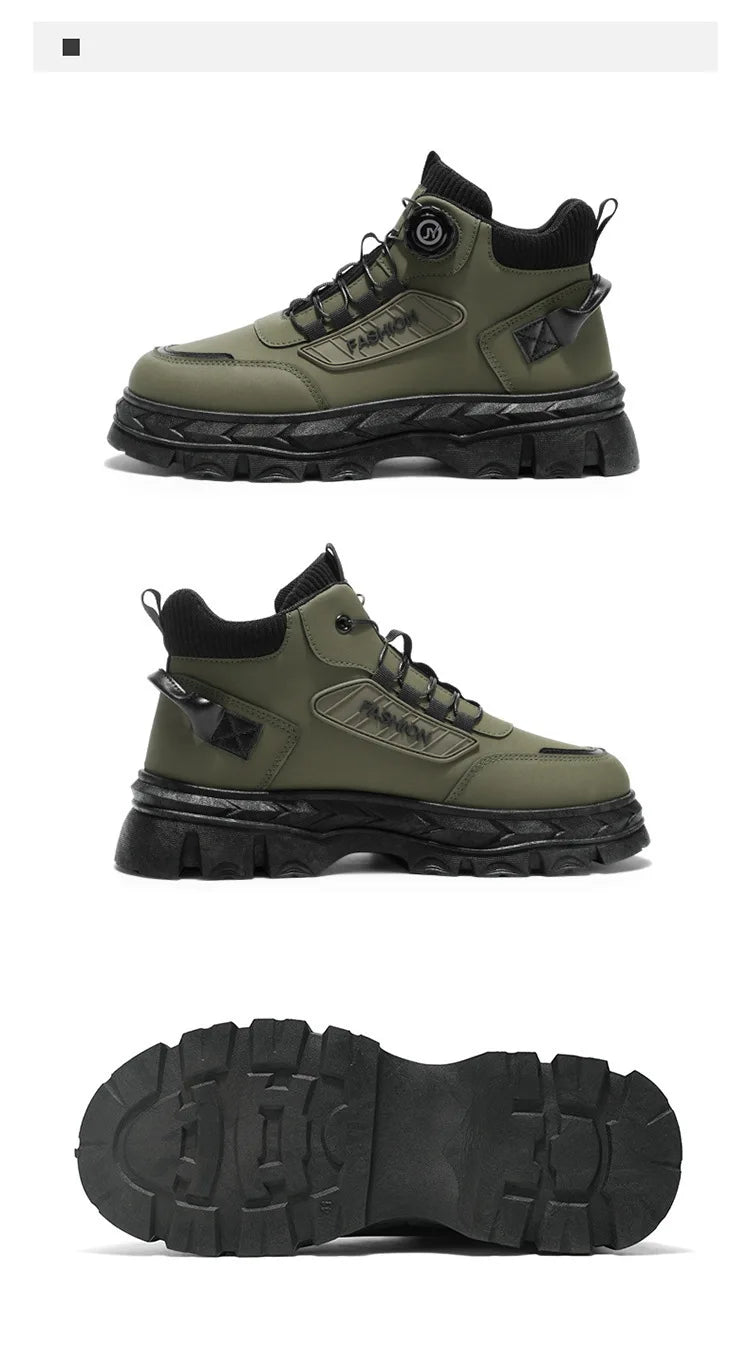 British Style Men's High Boots Fashion Outdoor Comfortable Work Boots Autumn Winter Mens Non-slip Wear-resistant Platform Boots